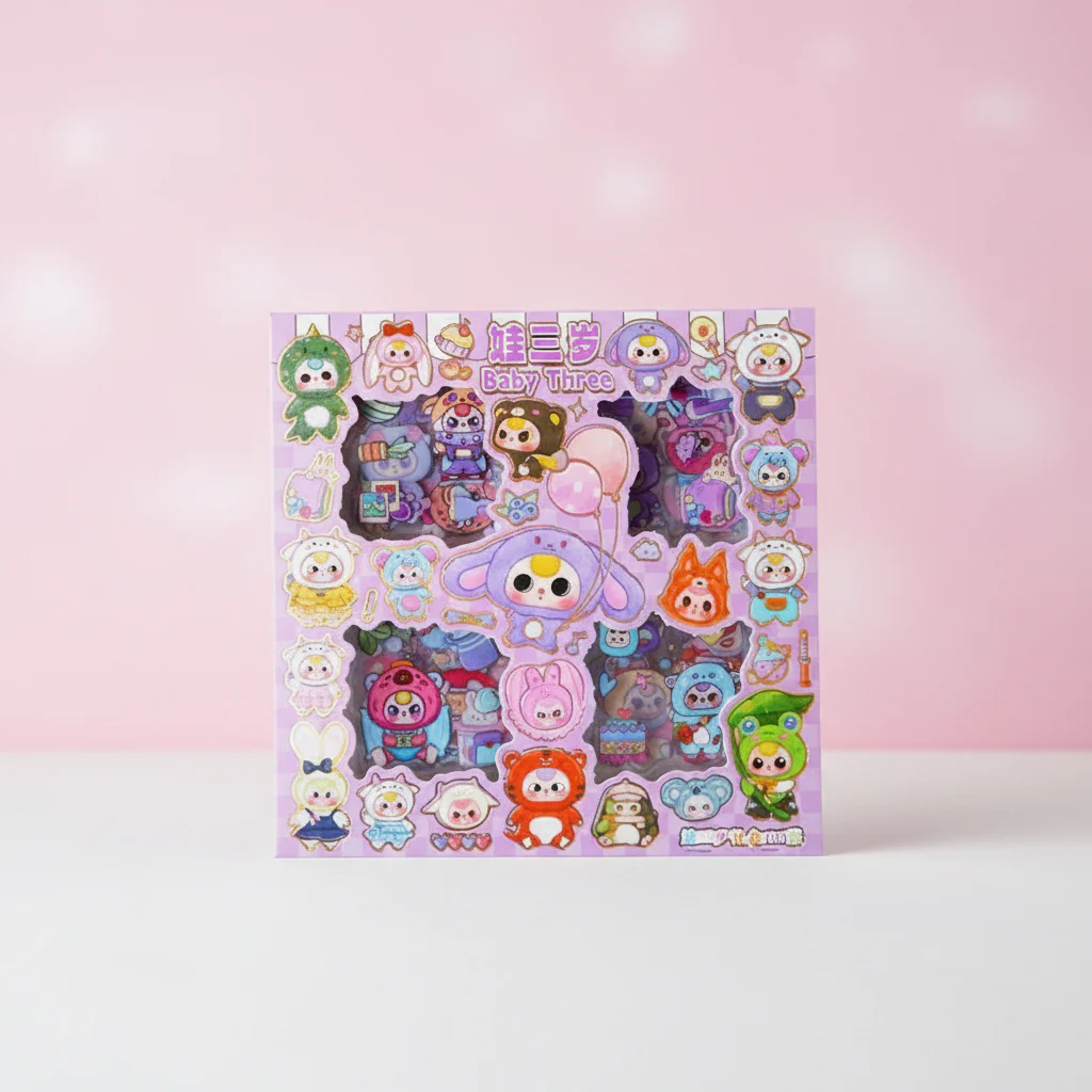 100-pack Baby Lila Kawaii Stickers - Perfekt för Anime Dekoration & Personlig Stil