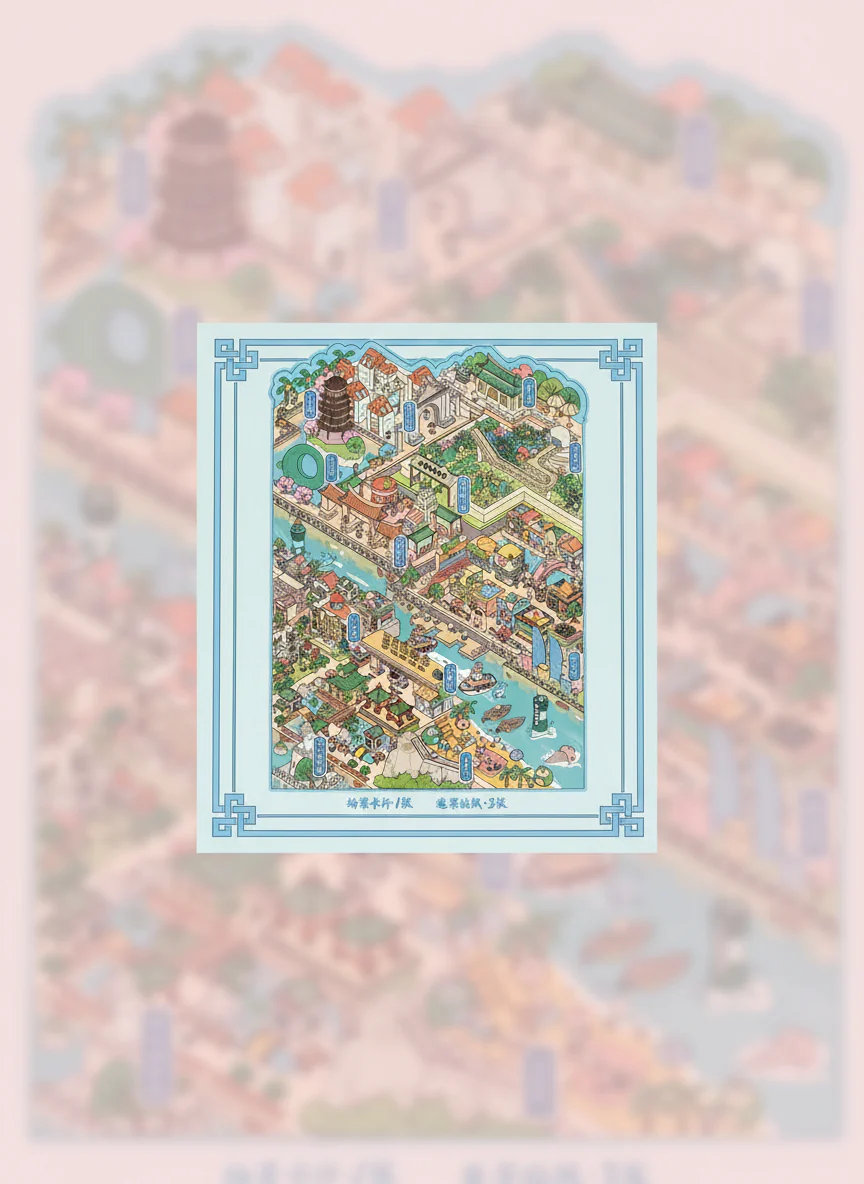 3D Scen Kawaii Klistermärken - Liten Stad - Image 3