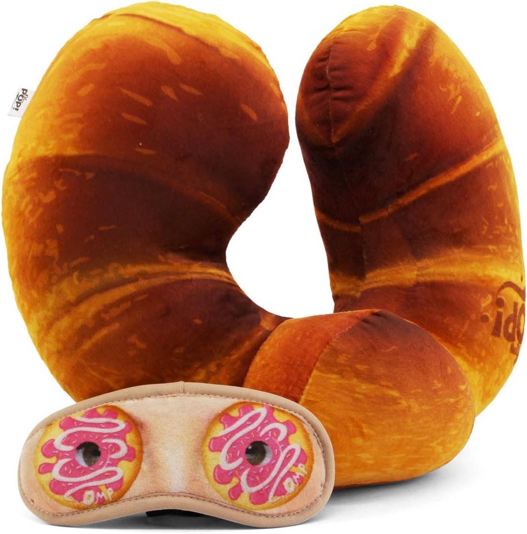 Croissant nackkudde med sömnmask – mjuk och bekväm för resor