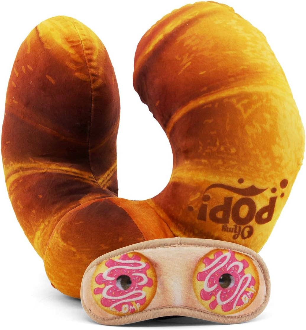 Croissant nackkudde med sömnmask – mjuk och bekväm för resor - Image 2