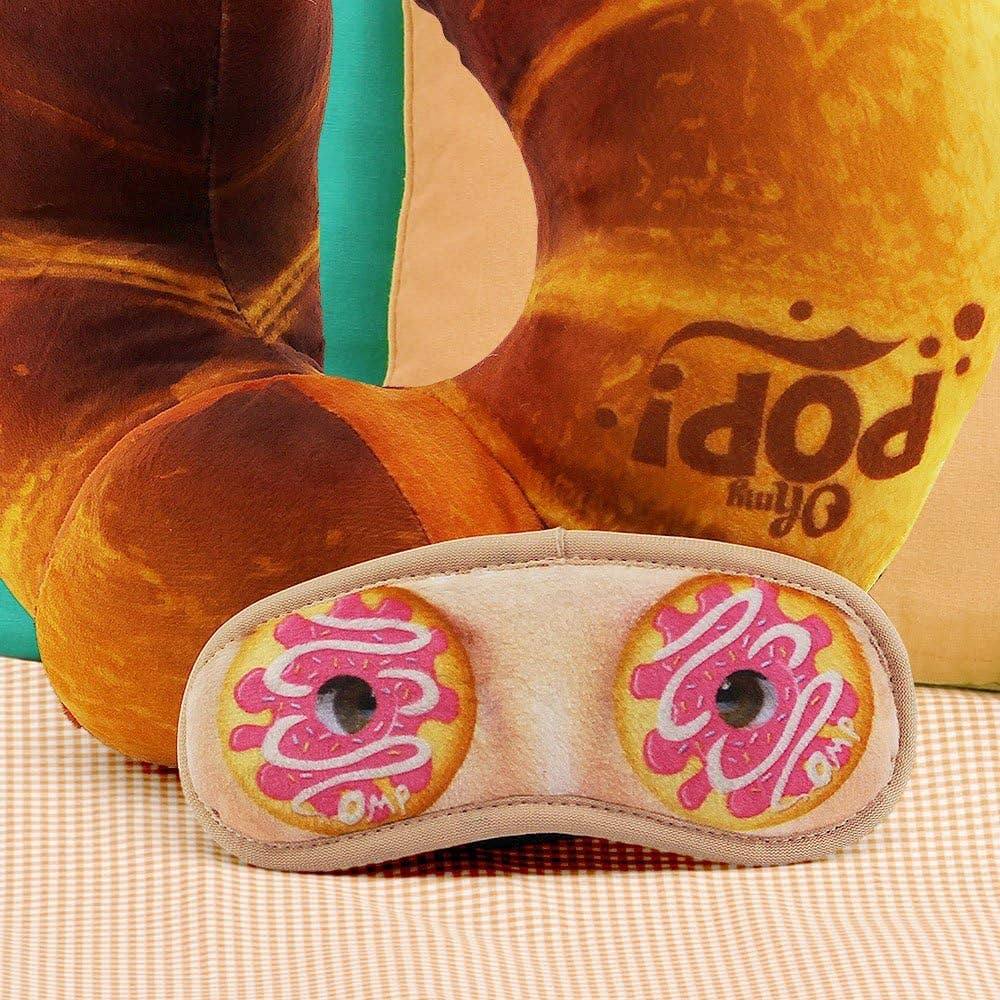 Croissant nackkudde med sömnmask – mjuk och bekväm för resor - Image 3