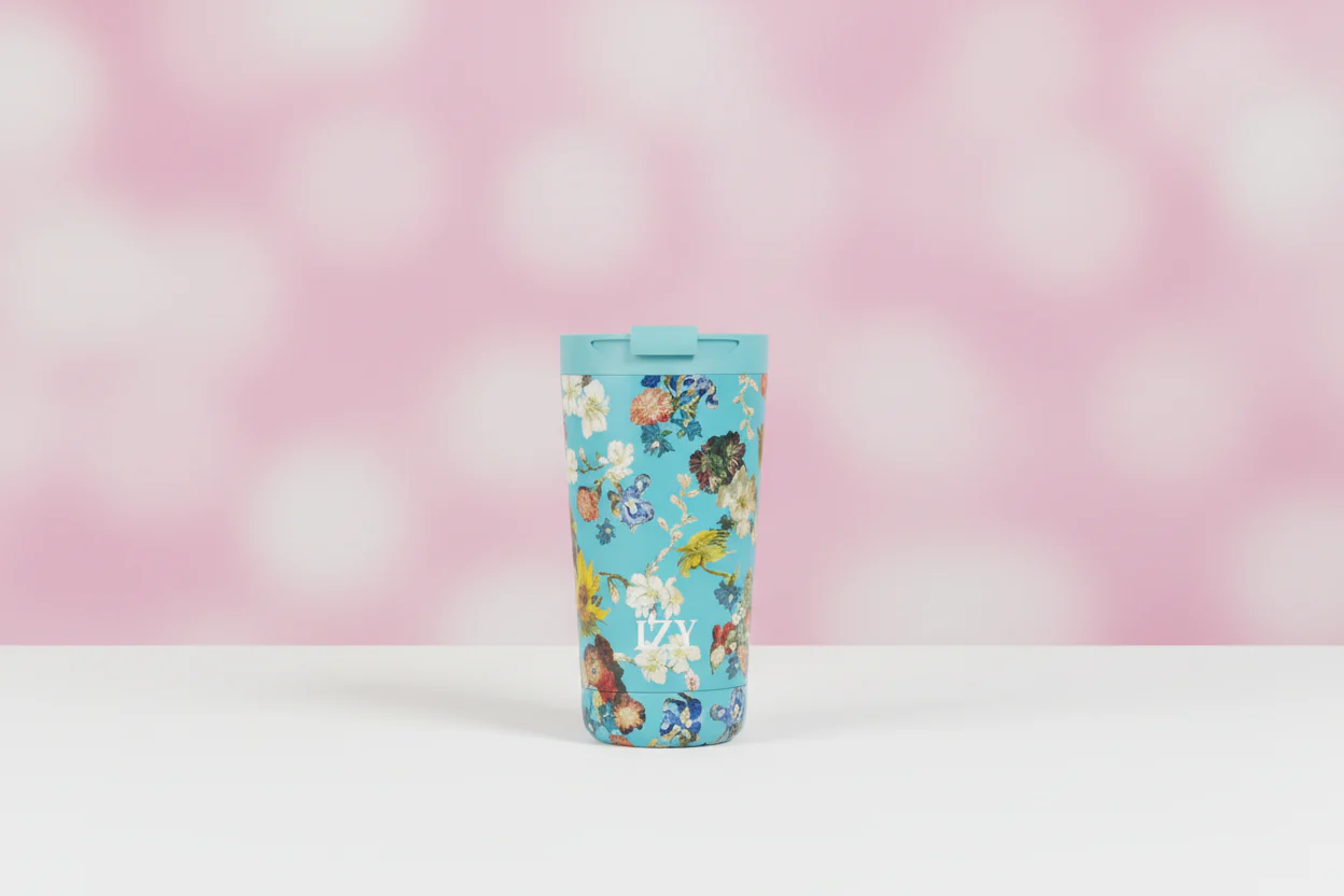 IZY Bottles termo-mugg Vincent's Flowers (grön) isolerad kaffemugg