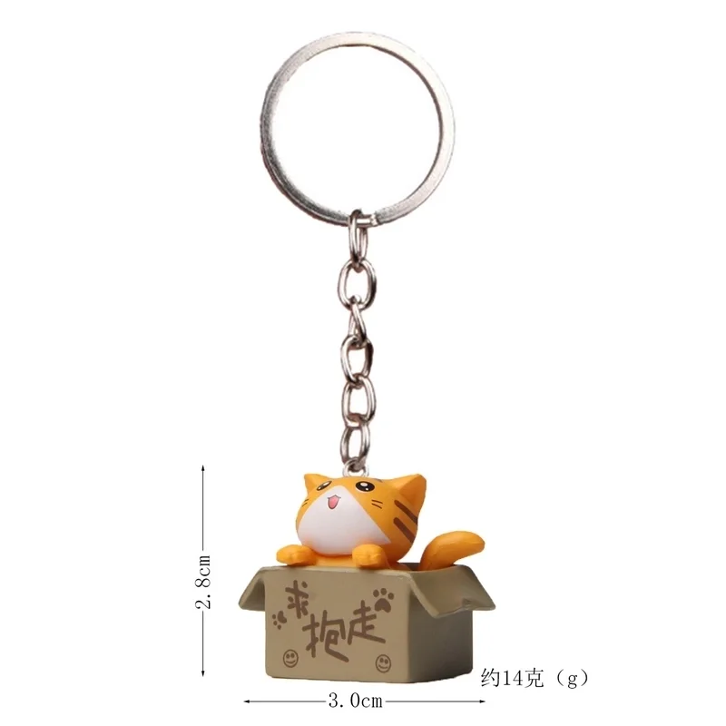 Kawaii Katt Nyckelring - Söt Miniatyrkatt i Låda