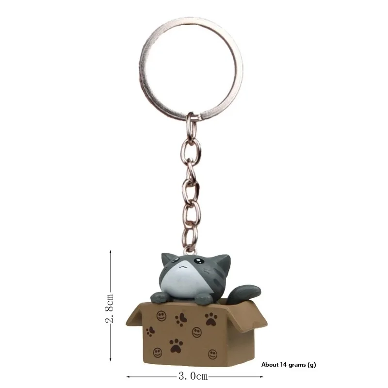 Kawaii Katt Nyckelring - Söt Miniatyrkatt i Låda - Image 2