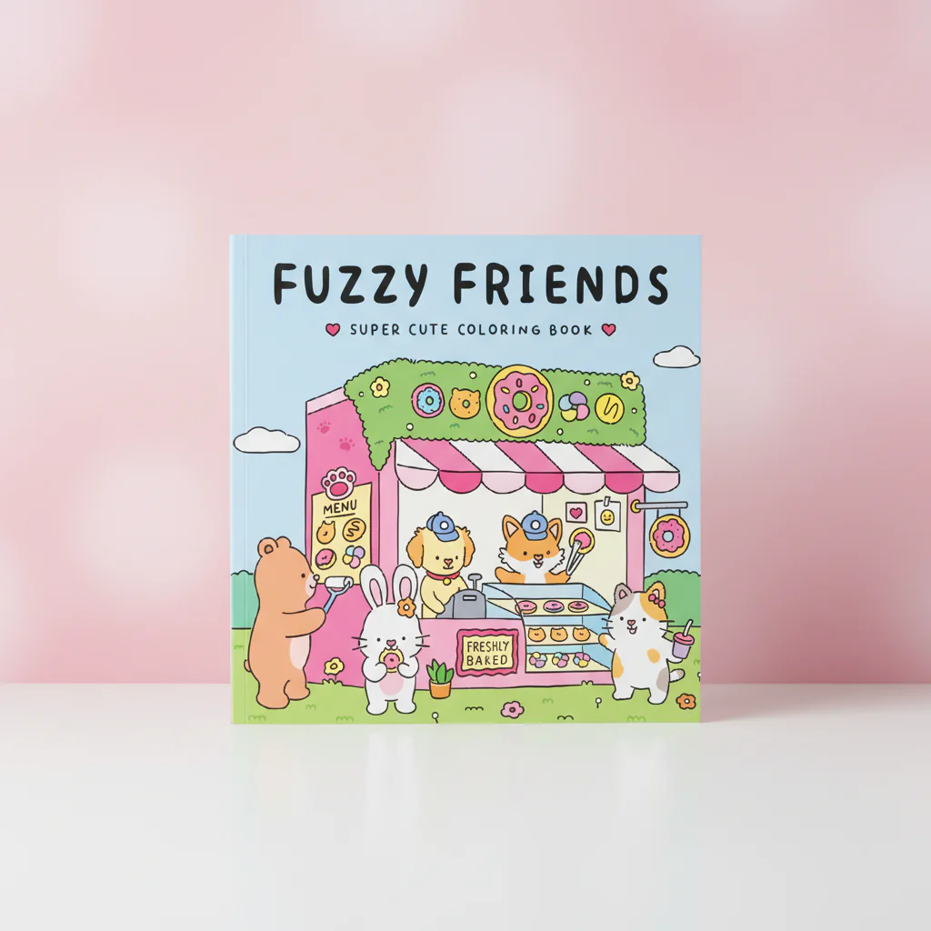 Kawaii Målarbok - Fuzzy Friends för Avkoppling och Kreativitet