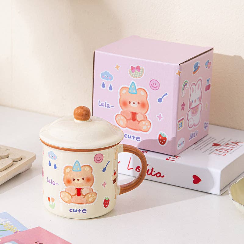 Rosa Kawaii Mugg 400 ml med Kanin och Lock - Image 5