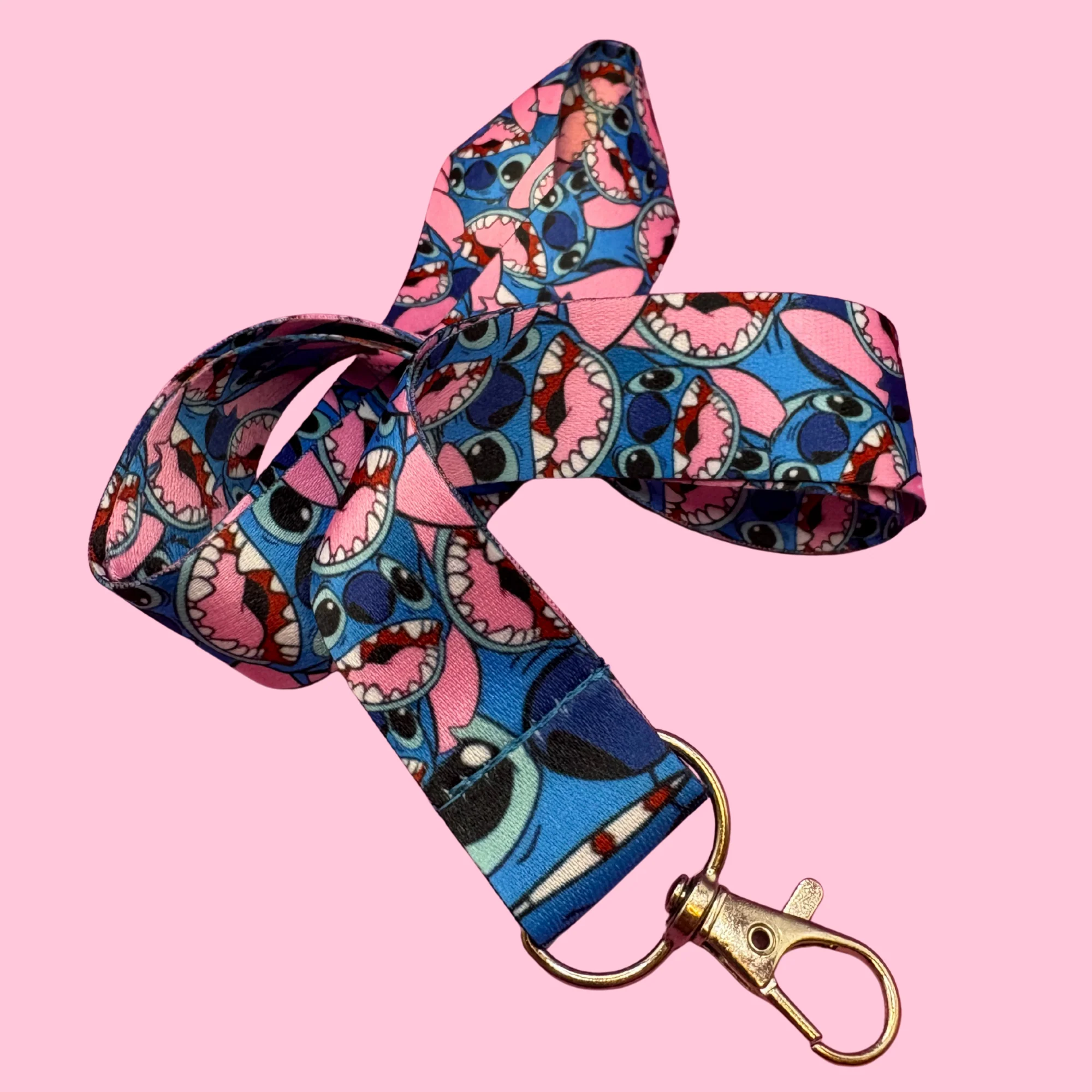Nyckelband Stitch Rosa bakgrund