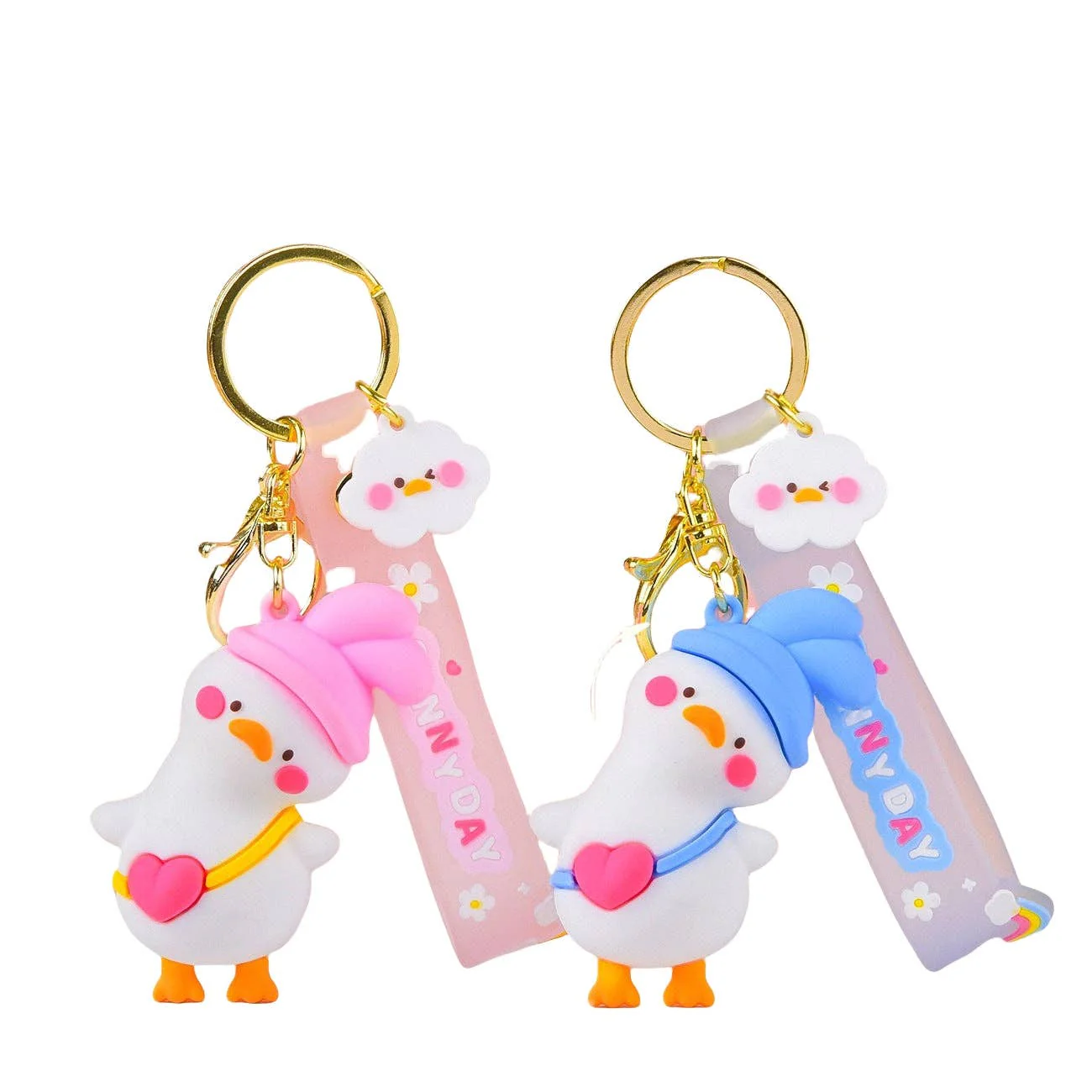 Ljusblå Nyckelring Kawaii Anka – Söt Accessoar för Nycklar & Väskor - Image 3