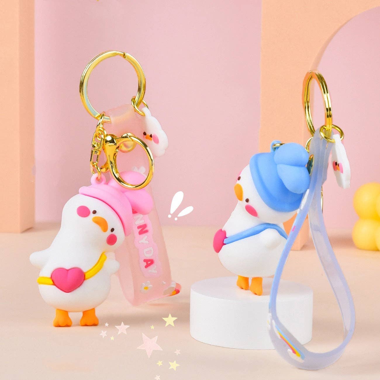 Ljusblå Nyckelring Kawaii Anka – Söt Accessoar för Nycklar & Väskor - Image 4