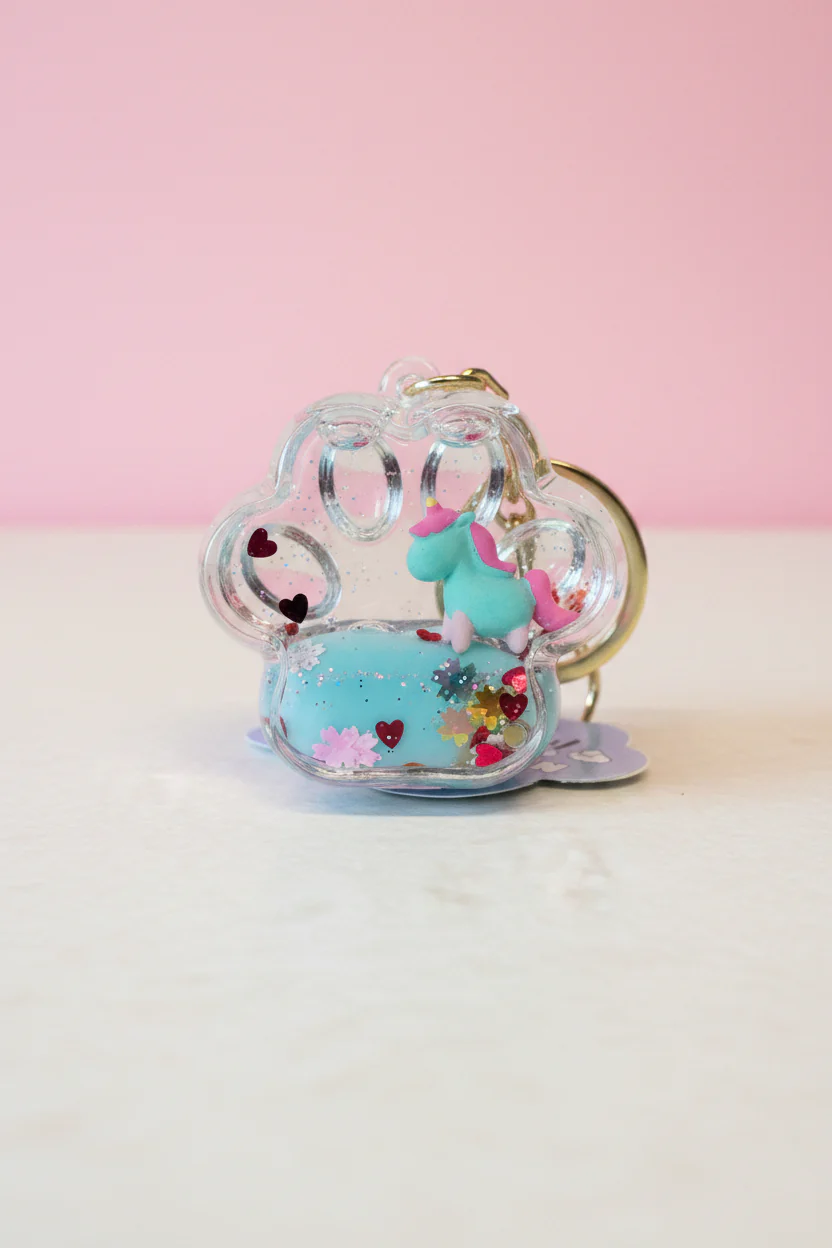 Nyckelring med vätska och glitter i tassform - Unicorn eller Cat Lover - Image 2