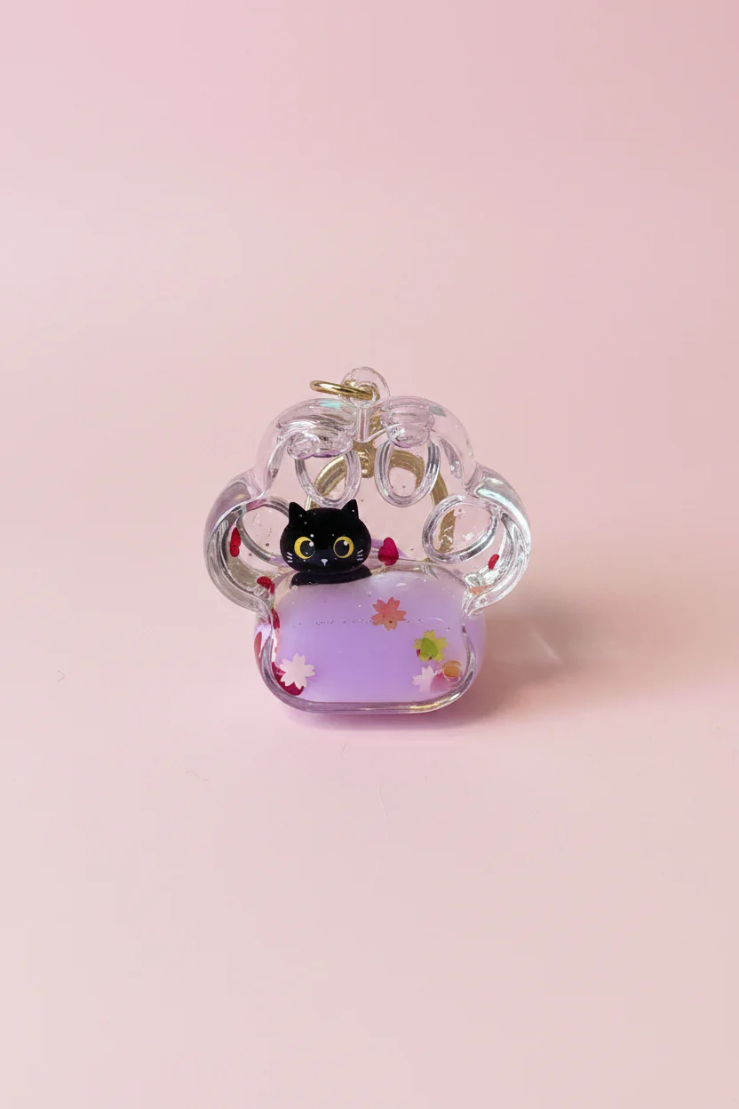 Nyckelring med vätska och glitter i tassform - Unicorn eller Cat Lover - Image 5