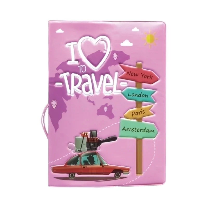Kawaii Anime Passfodral 14x10cm - Gulligt Resefodral för Pass och ID