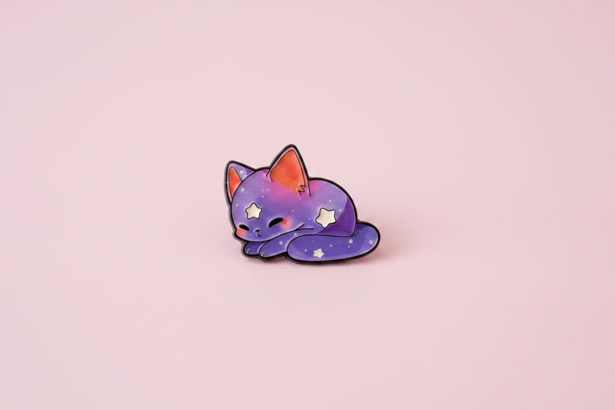 Pin - Drömmig katt (lila)