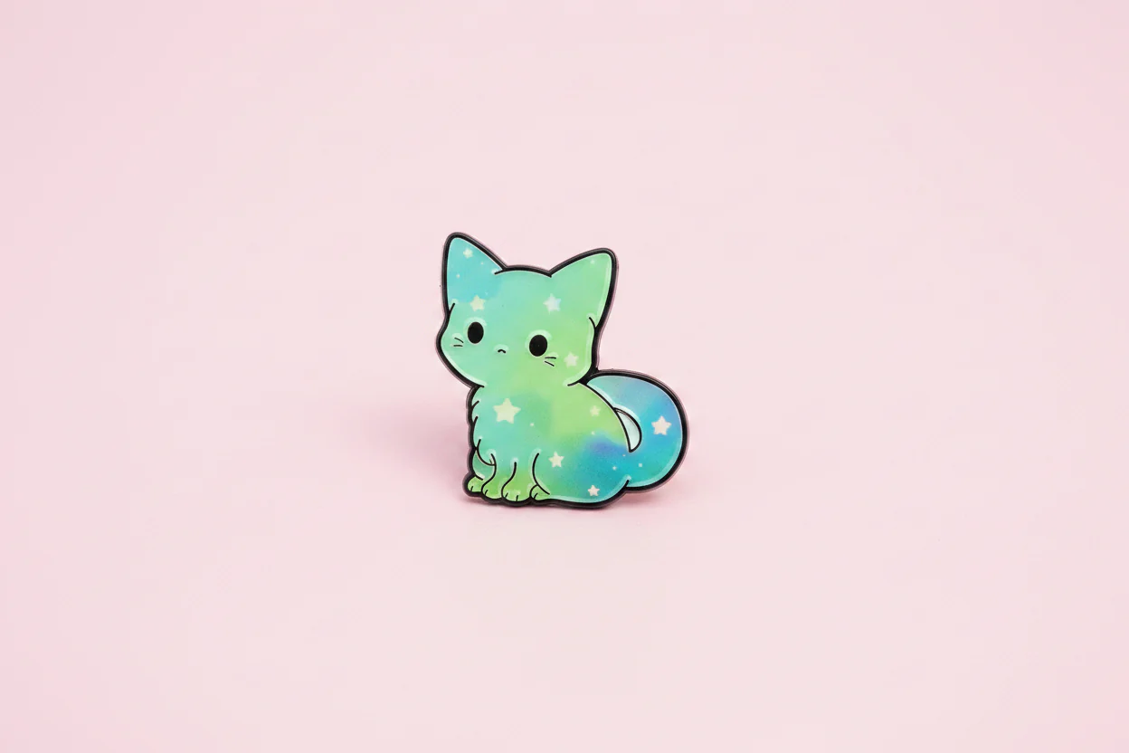 Pin - Drömmig katt (grön)