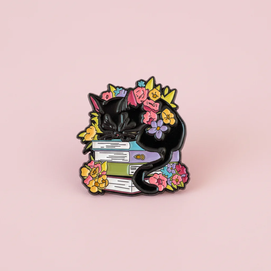 Pin - Katt med blommor och böcker