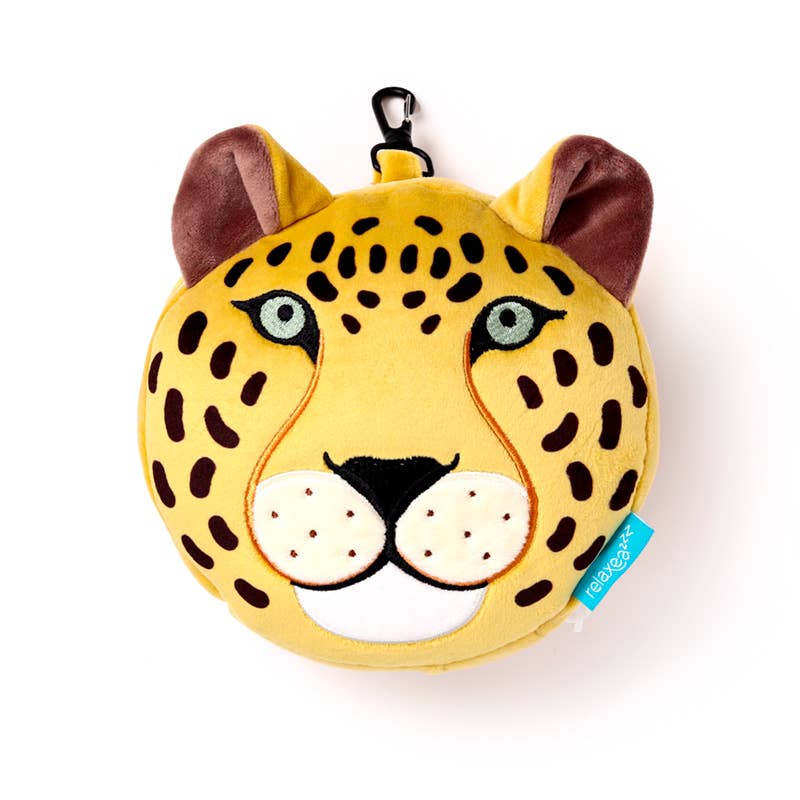 Relaxeazzz Leopard Round Plush Resekudde & Ögonmask - Image 2