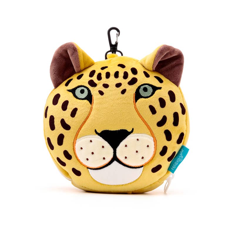 Relaxeazzz Leopard Round Plush Resekudde & Ögonmask - Image 4