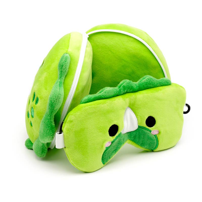 Relaxeazzz mjukt runt resehuvudstöd och ögonmask i dinosauriedesign - Image 3