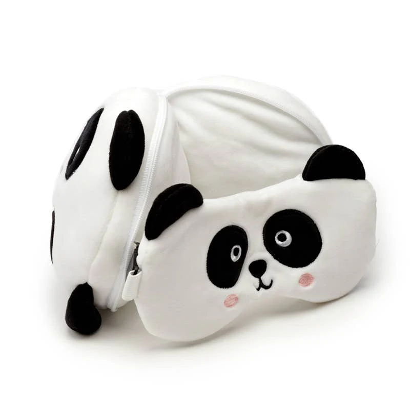 Relaxeazzz Panda Resekudde & Ögonmask - Mjuk Plysch Nackkudde - Image 3