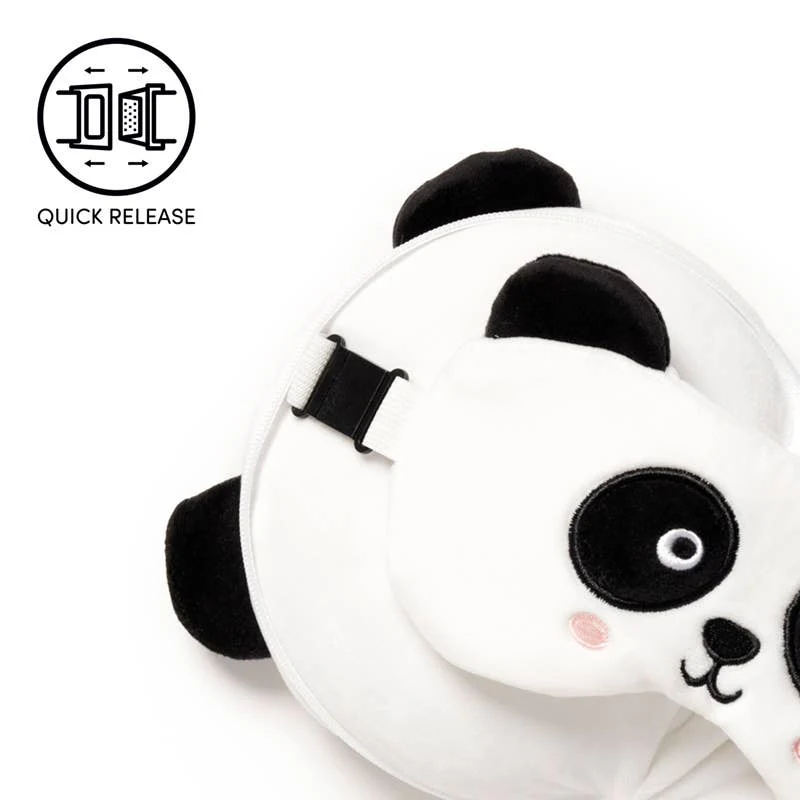 Relaxeazzz Panda Resekudde & Ögonmask - Mjuk Plysch Nackkudde - Image 5