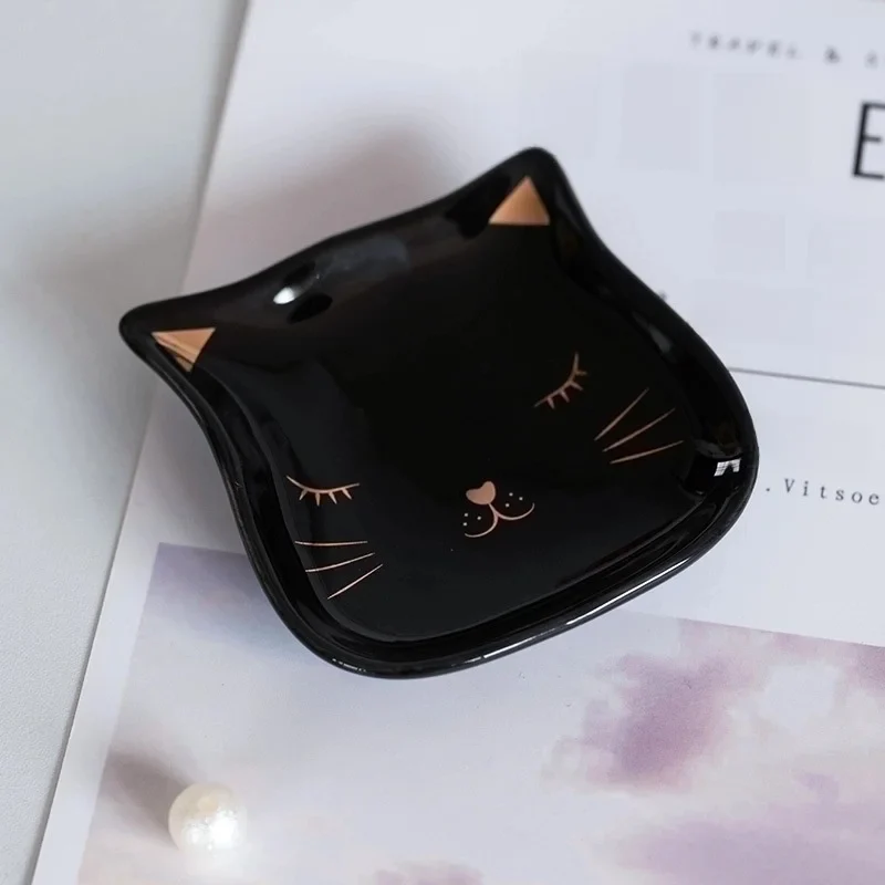Porslinsfat svart katt - Smyckesförvaring eller kawaii godisskål