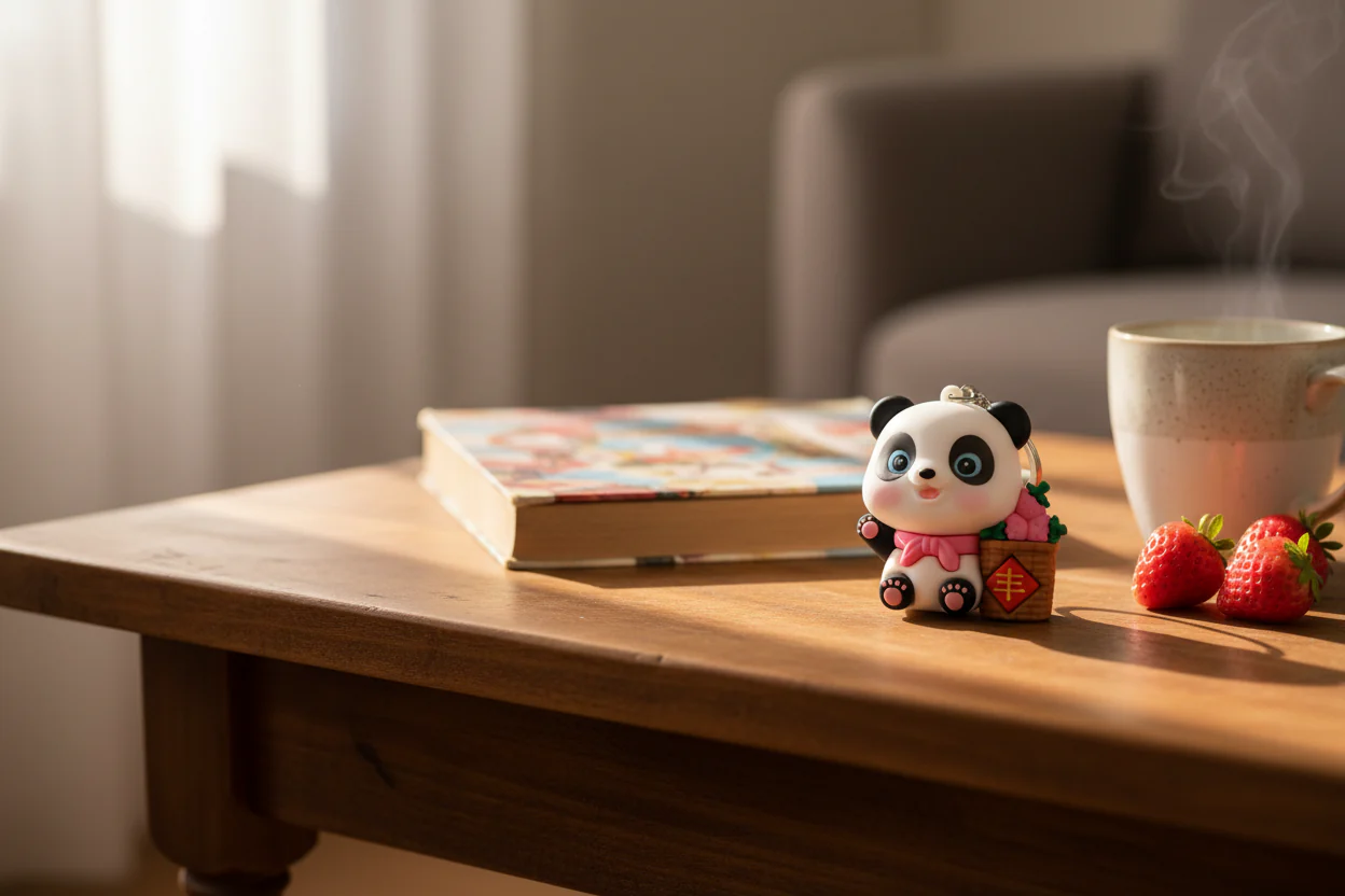 Söt Panda Nyckelring - Jordgubbar - Image 2