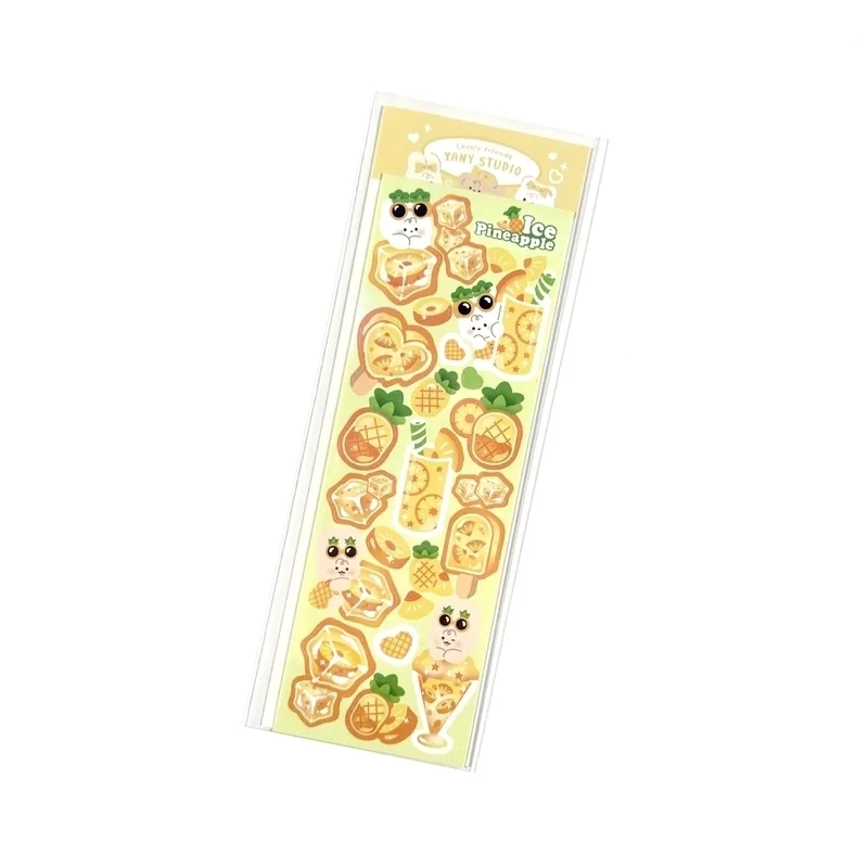 Söta stickers ark - Ice Pineapple kawaii design för dagböcker och pyssel