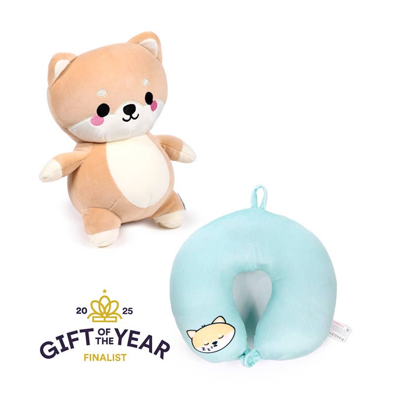 Shuggs Shiba Inu 2-i-1 resekudde & leksak - mjuk och kawaii