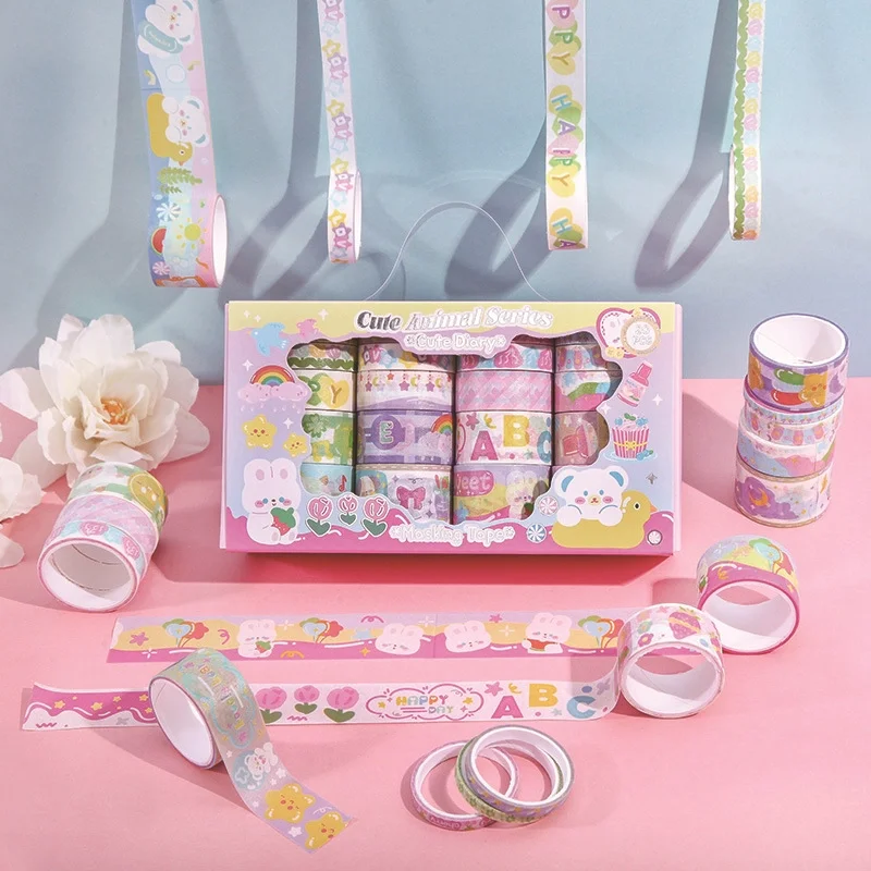 Washitejp set 20st - Kawaii Cute Animal mönster i olika bredder